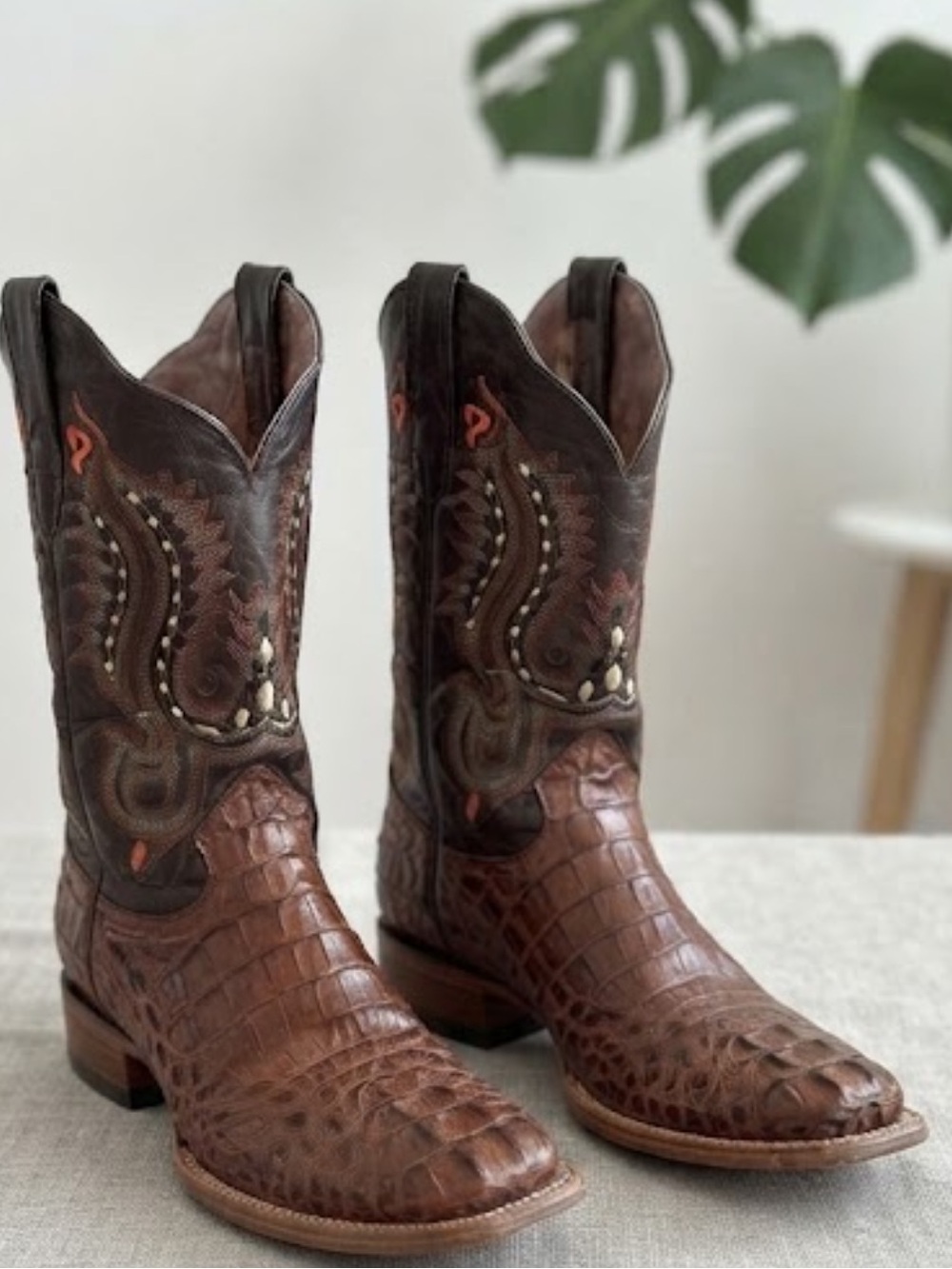 Real Hacienda Mens Size 28-10 Brown Leather Cowboy Western Boots Botas Vaqueros